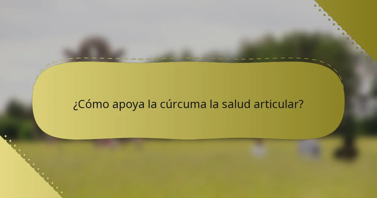 ¿Cómo apoya la cúrcuma la salud articular?