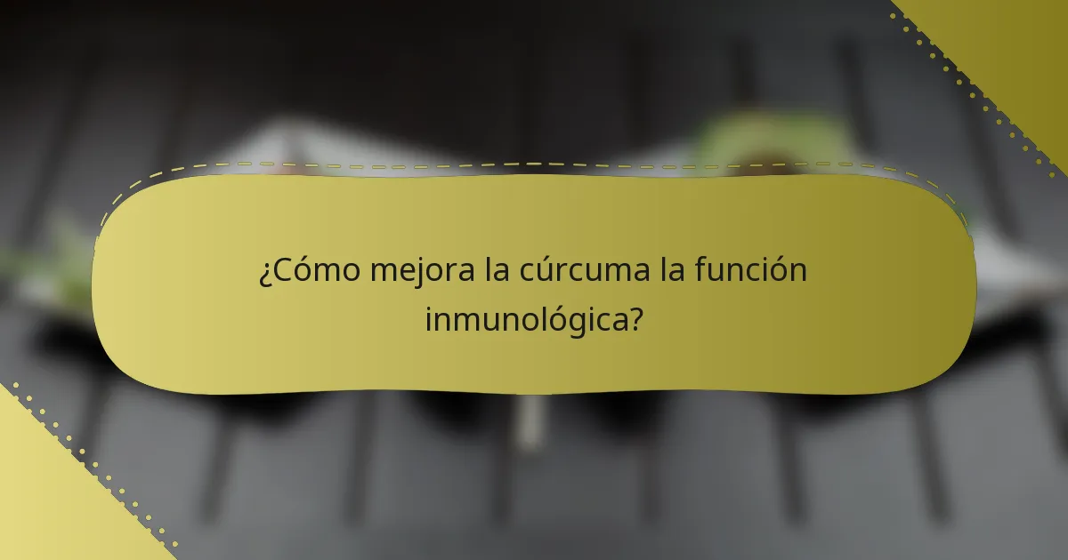 ¿Cómo mejora la cúrcuma la función inmunológica?