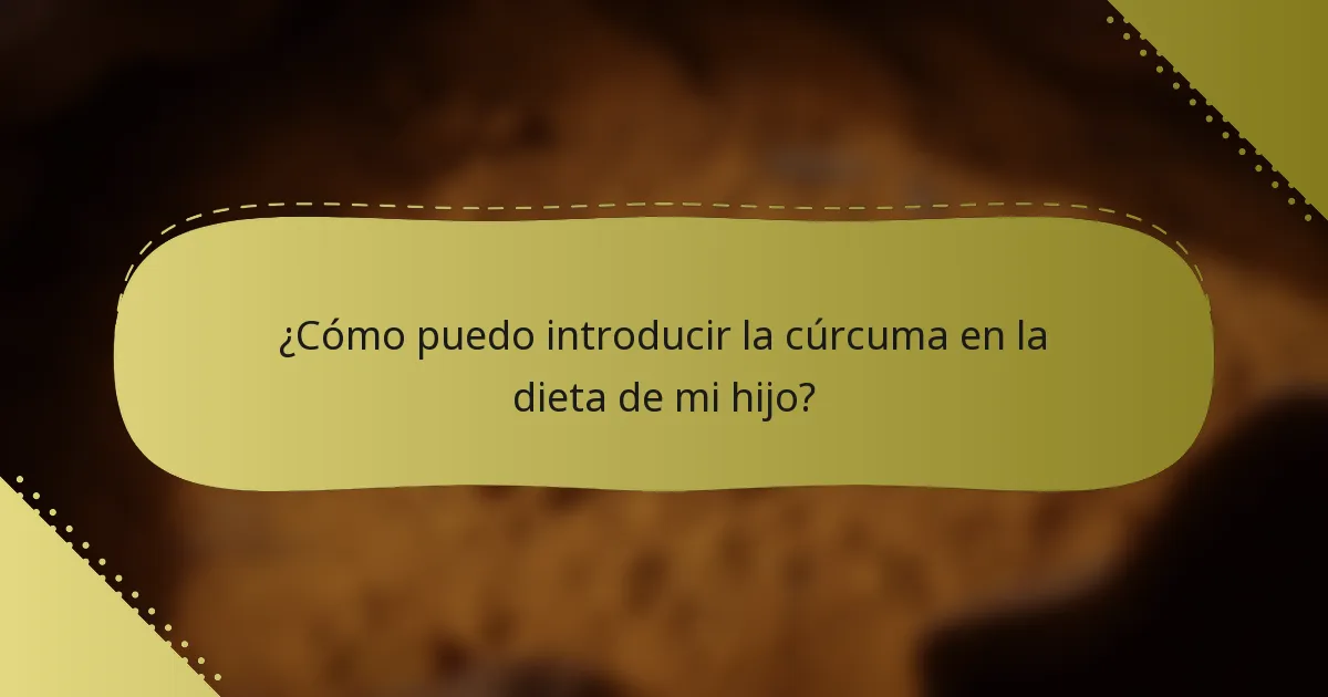 ¿Cómo puedo introducir la cúrcuma en la dieta de mi hijo?