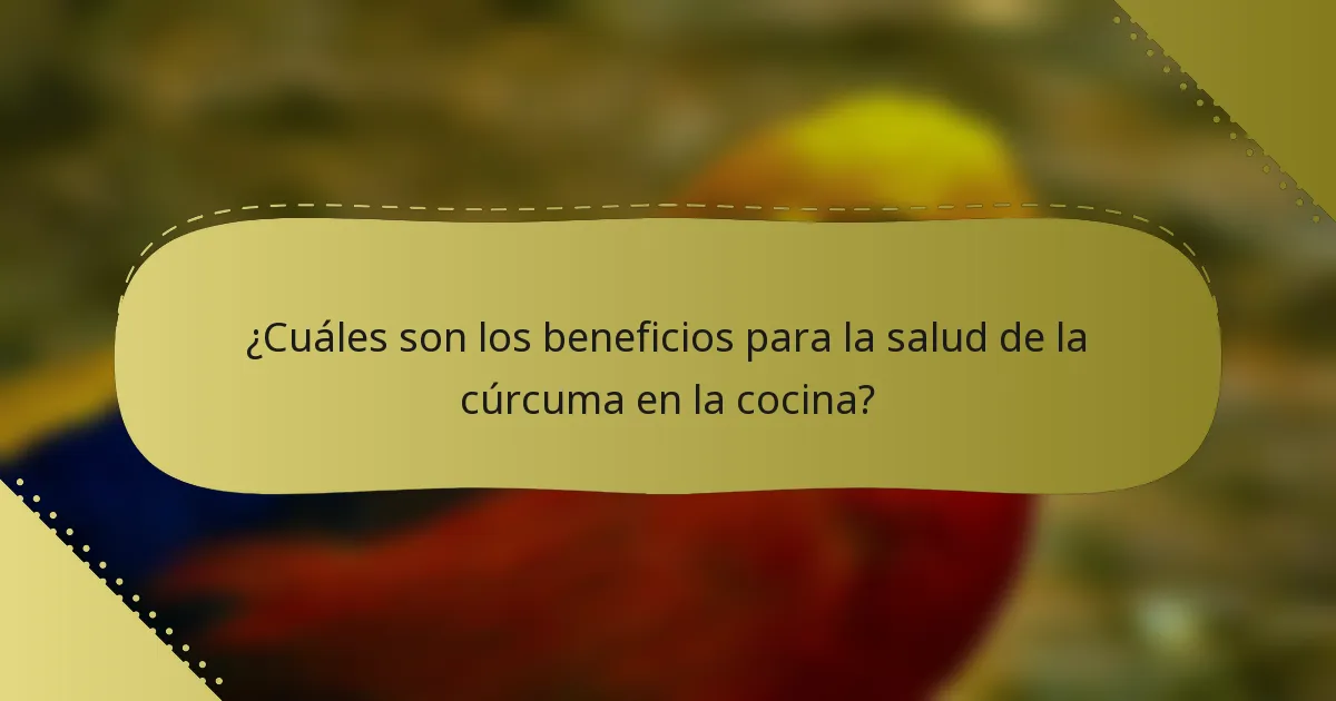 ¿Cuáles son los beneficios para la salud de la cúrcuma en la cocina?