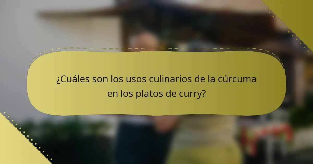 ¿Cuáles son los usos culinarios de la cúrcuma en los platos de curry?
